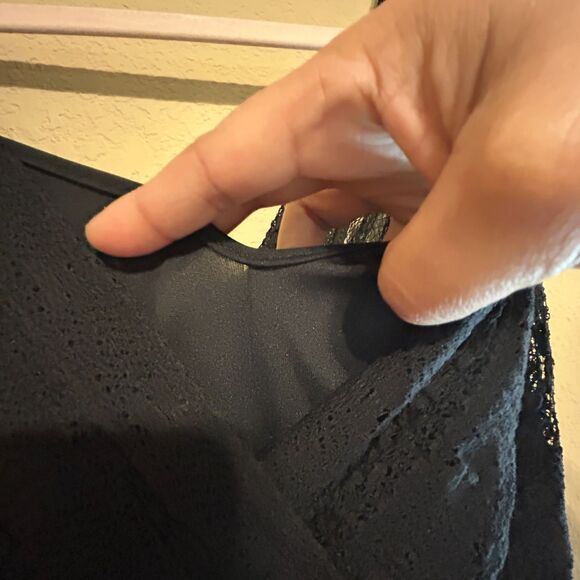 VTG Max Studio Black Lace Crochet Tiered Dress Sz Small Lined Witchy Whimsygoth - Picture 7 of 7